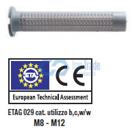 Műanyag szitahüvely, 12x50 CE-ETA (M6-8 menetes szárhoz)